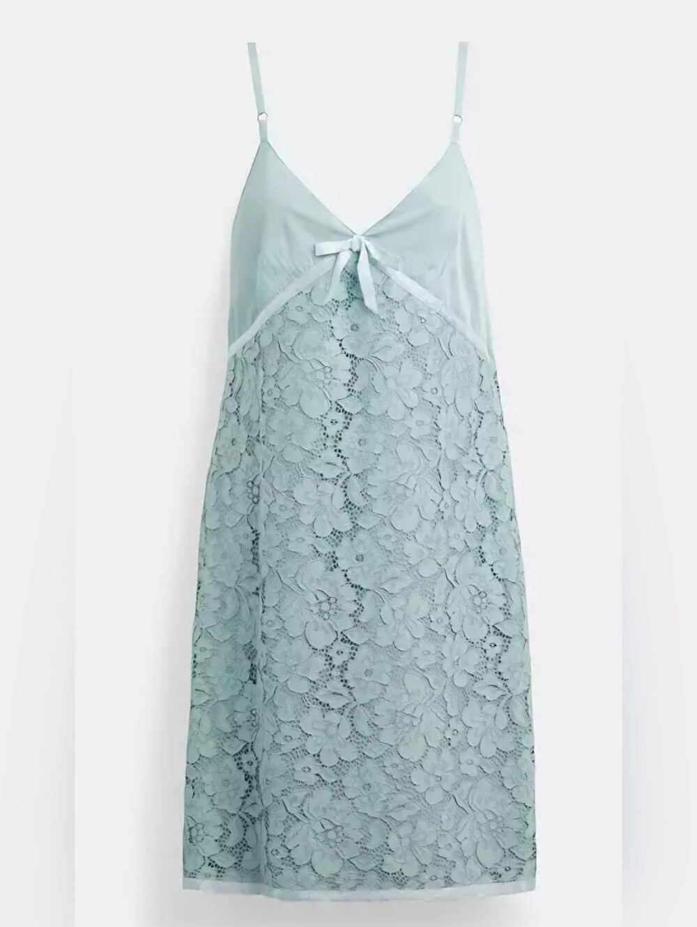 NWT Coach Light Blue Lace Satin Slip Dress 8